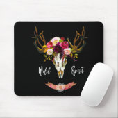 Boho Floral Skull Bohemian Flower Hippie Gift Bull Muismat (Met muis)