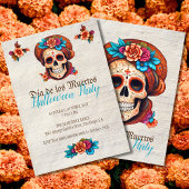 Boho Floral Skull Dia de Muertos Uitnodigingen