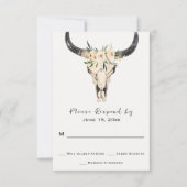 Boho Floral Skull op Turquoise Background Wedding RSVP Kaartje (Voorkant)