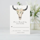 Boho Floral Skull op Turquoise Background Wedding RSVP Kaartje (Staand voorkant)