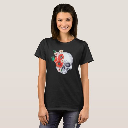 Boho Floral Skull T-Shirt (Voorkant volledig)