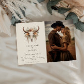 Boho Floral Skull Westerne bruiloft Save the Date Briefkaart