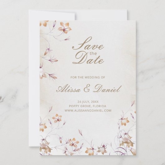 Boho Floral slaat de Date Kaart op (Voorkant)