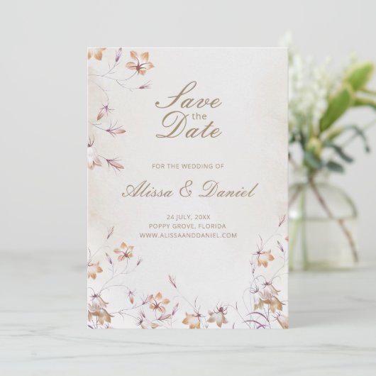 Boho Floral slaat de Date Kaart op (Staand voorkant)