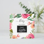 Boho Floral Sonogram Zwangerschap Aankondiging (Staand voorkant)
