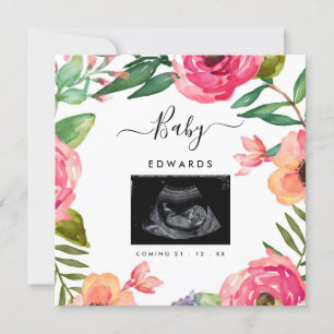 Boho Floral Sonogram Zwangerschap Aankondiging