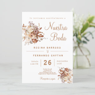 Boho Floral Spaanse bruiloft uitnodiging