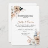 Boho Floral Spaanse bruiloft uitnodiging (Voorkant / Achterkant)