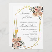 Boho Floral Spaanse bruiloft uitnodiging (Voorkant / Achterkant)