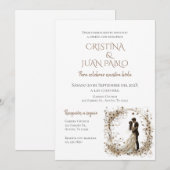 Boho Floral Spaanse bruiloft uitnodiging (Voorkant / Achterkant)