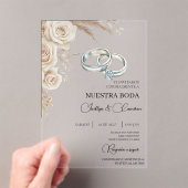 Boho Floral Spanish Wedding Invitation Acryl Uitnodigingen (Insitu (Draagbaar))