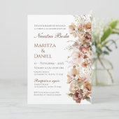 Boho Floral Spanish Wedding Invitation Kaart (Staand voorkant)