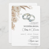 Boho Floral Spanish Wedding Invitation Kaart (Voorkant / Achterkant)