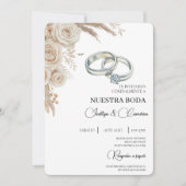 Boho Floral Spanish Wedding Invitation Kaart (Voorkant)