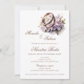 Boho Floral Spanish with ring Wedding Kaart (Voorkant)