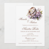 Boho Floral Spanish with ring Wedding Kaart (Voorkant / Achterkant)
