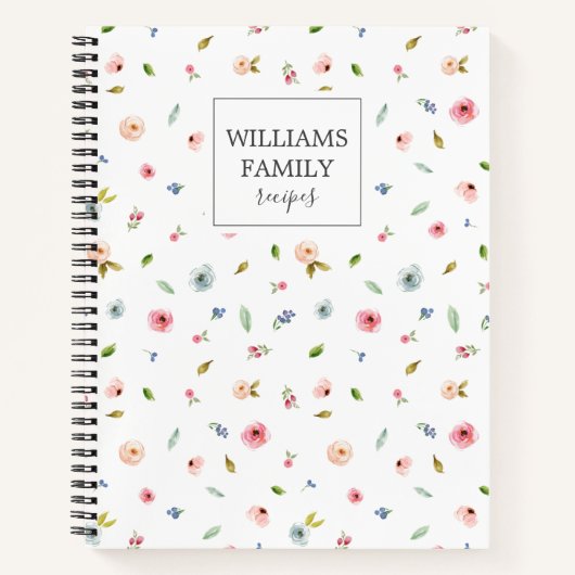 Boho Floral Specialized Family Recipe Book Blush Notitieboek (Voorkant)