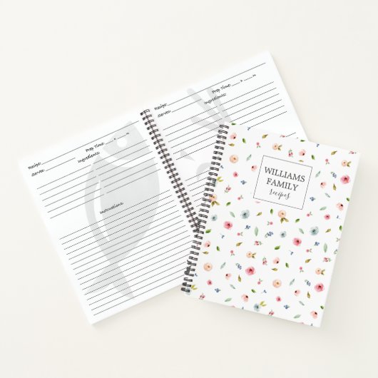 Boho Floral Specialized Family Recipe Book Blush Notitieboek (Binnen)