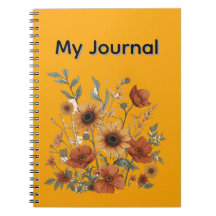 Boho Floral Spiral Notitieboek, Warme Aardse Tonen