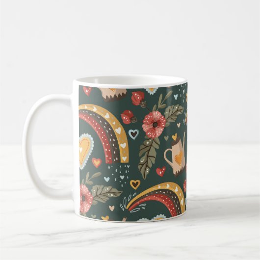 Boho Floral Spring Garden Pattern Koffiemok (Links)