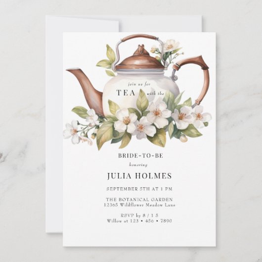 Boho Floral Spring | Garden Tea Vrijgezellenfeest Kaart (Voorkant)