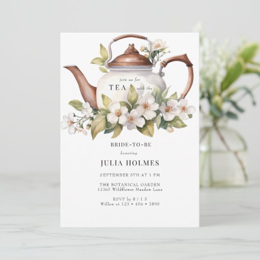 Boho Floral Spring | Garden Tea Vrijgezellenfeest Kaart (Staand voorkant)
