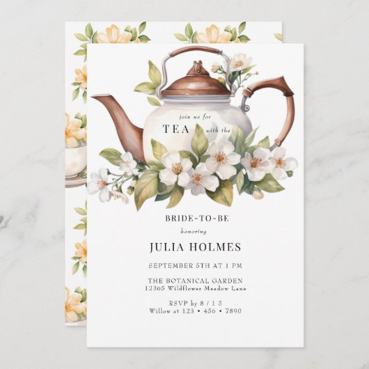 Boho Floral Spring | Garden Tea Vrijgezellenfeest Kaart (Voorkant / Achterkant)