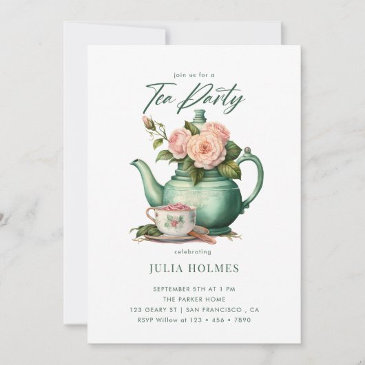 Boho Floral Spring | Teacup Tea Party Kaart (Voorkant)