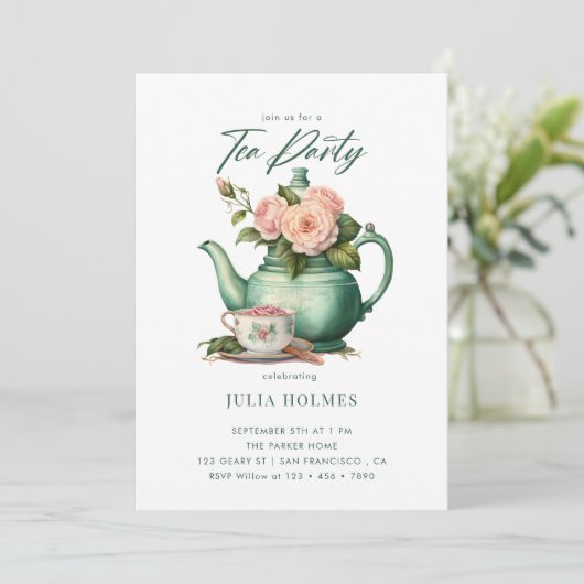 Boho Floral Spring | Teacup Tea Party Kaart (Staand voorkant)