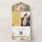 Boho Floral Spring Wedding All In One Uitnodiging (Binnen)