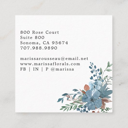 Boho Floral Square Visitekaartje (Achterkant)