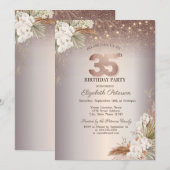 Boho Floral, String Lights Glitter 35e verjaardag Kaart (Voorkant / Achterkant)