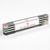 Boho Floral Stripes Pink Apple leraar Naambordje