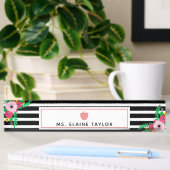 Boho Floral Stripes Pink Apple leraar Naambordje