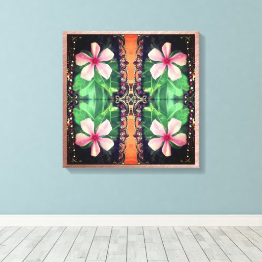 Boho Floral Style Photo Art Stretched Canvas (Insitu (Houten vloer))