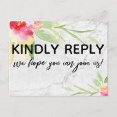 Boho Floral Subtle Marble Song Request RSVP Briefkaart (Voorkant)