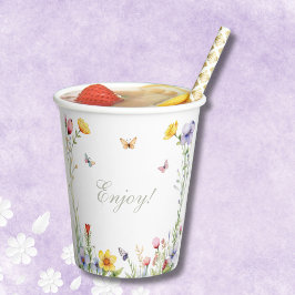 Boho Floral Summer Wildflower Vrijgezellenfeest Papieren Bekers