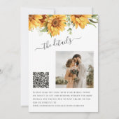 Boho floral sunflower black and white wedding kaart (Achterkant)