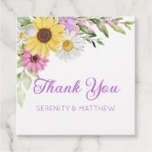 Boho Floral Sunflower Daisy Wedding Thank You Bedankjes Labels (Voorkant)