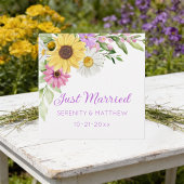 Boho Floral Sunflower Daisy Wedding Thank You Bedankjes Labels