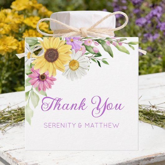 Boho Floral Sunflower Daisy Wedding Thank You Bedankjes Labels