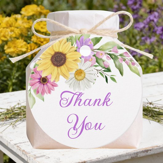 Boho Floral Sunflower Daisy Wedding Thank You Bedankjes Labels