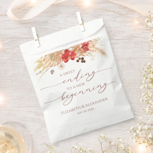 Boho Floral | Sweet Ending Nieuw Begin Bruiloft Bedankzakje (Geknipt)