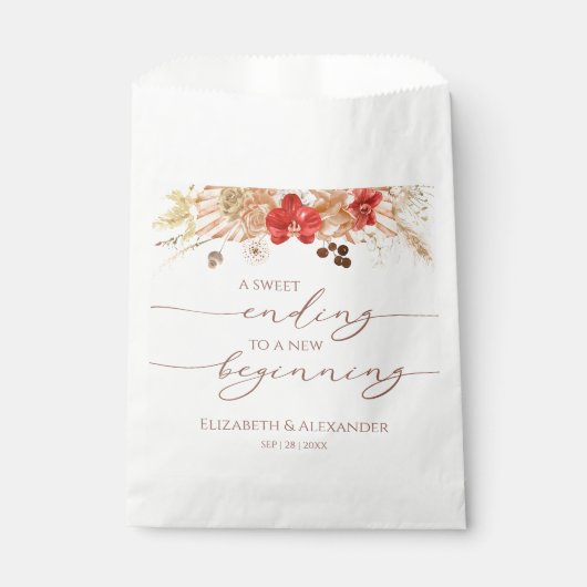 Boho Floral | Sweet Ending Nieuw Begin Bruiloft Bedankzakje (Voorkant)