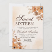 Boho Floral Sweet Sixteen Birthday  Kaart (Voorkant)