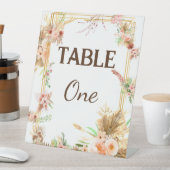 Boho Floral Table Number Reclamebord Met Voetstuk (Insitu)