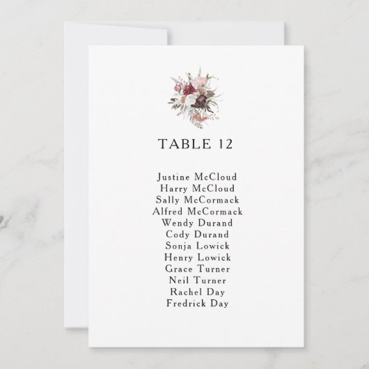 Boho Floral Table Number (Zetel) (Voorkant)