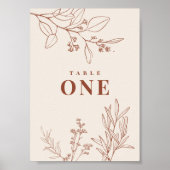 Boho Floral Table Numbers Poster (Voorkant)