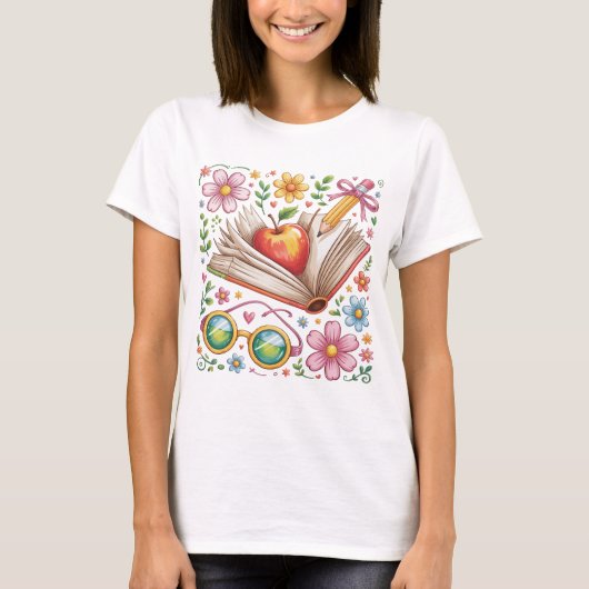 Boho Floral Teacher Shirt | waardering van de leer (Voorkant)