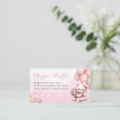 Boho Floral teddybeer Luier Raffle Baby shower Informatiekaartje (Staand voorkant)